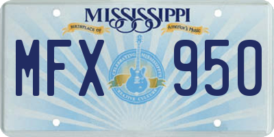 MS license plate MFX950