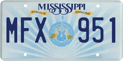 MS license plate MFX951