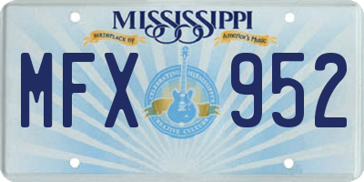 MS license plate MFX952