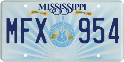 MS license plate MFX954
