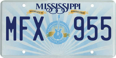 MS license plate MFX955