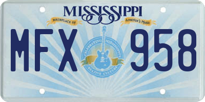 MS license plate MFX958