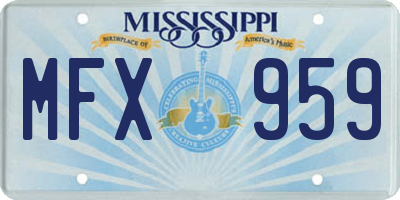 MS license plate MFX959
