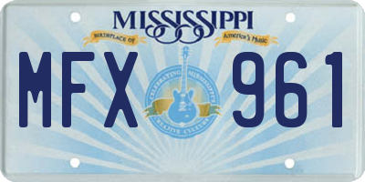 MS license plate MFX961