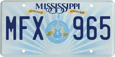 MS license plate MFX965