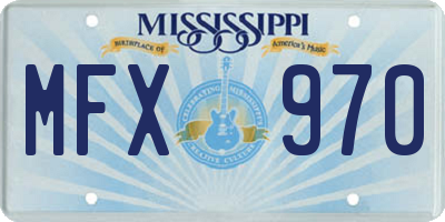 MS license plate MFX970