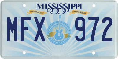 MS license plate MFX972