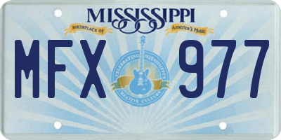 MS license plate MFX977