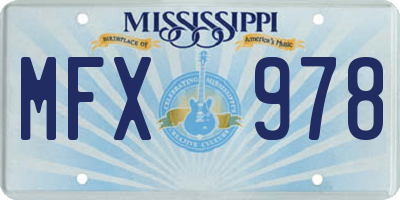 MS license plate MFX978