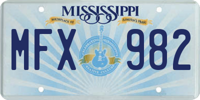 MS license plate MFX982