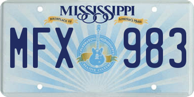 MS license plate MFX983