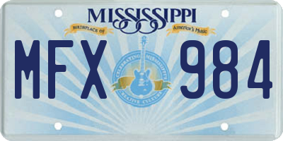 MS license plate MFX984