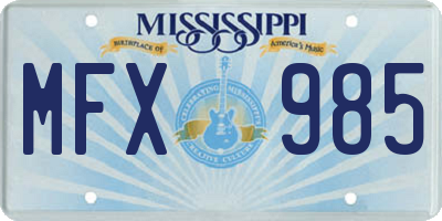 MS license plate MFX985