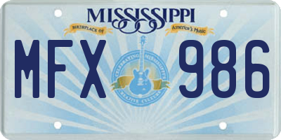 MS license plate MFX986