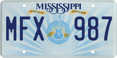 MS license plate MFX987