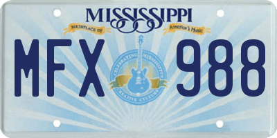 MS license plate MFX988