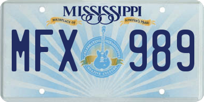 MS license plate MFX989