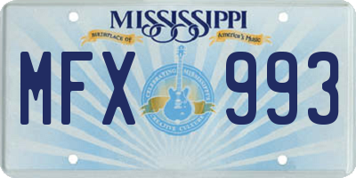 MS license plate MFX993