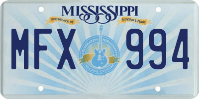 MS license plate MFX994