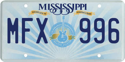 MS license plate MFX996
