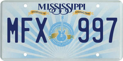 MS license plate MFX997