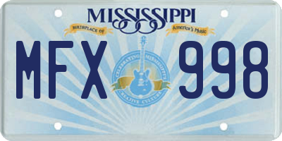 MS license plate MFX998
