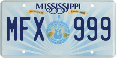 MS license plate MFX999
