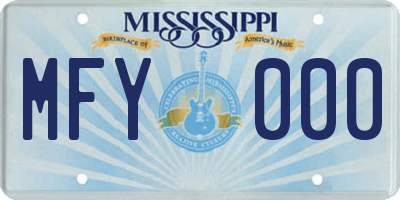 MS license plate MFY000