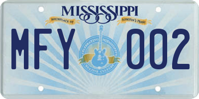 MS license plate MFY002
