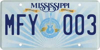 MS license plate MFY003