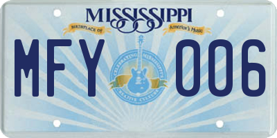 MS license plate MFY006