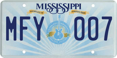 MS license plate MFY007