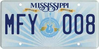MS license plate MFY008