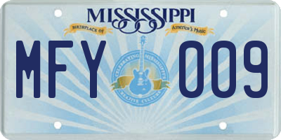 MS license plate MFY009