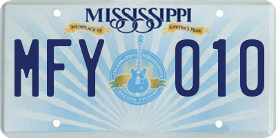 MS license plate MFY010