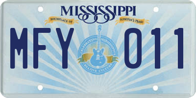 MS license plate MFY011
