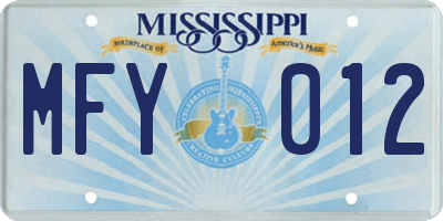 MS license plate MFY012
