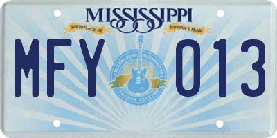 MS license plate MFY013