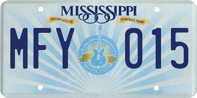 MS license plate MFY015