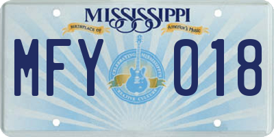 MS license plate MFY018