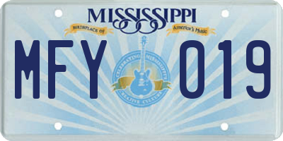 MS license plate MFY019