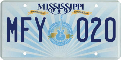 MS license plate MFY020