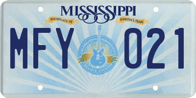 MS license plate MFY021