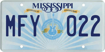 MS license plate MFY022