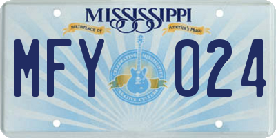 MS license plate MFY024