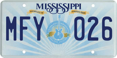 MS license plate MFY026