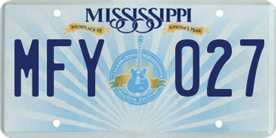 MS license plate MFY027