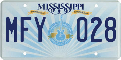 MS license plate MFY028