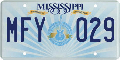 MS license plate MFY029