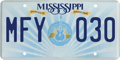 MS license plate MFY030